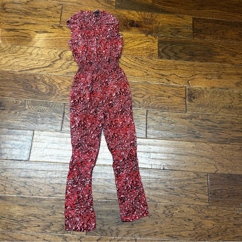 Aqua‎ Red and Black Sleeveless Jumpsuit